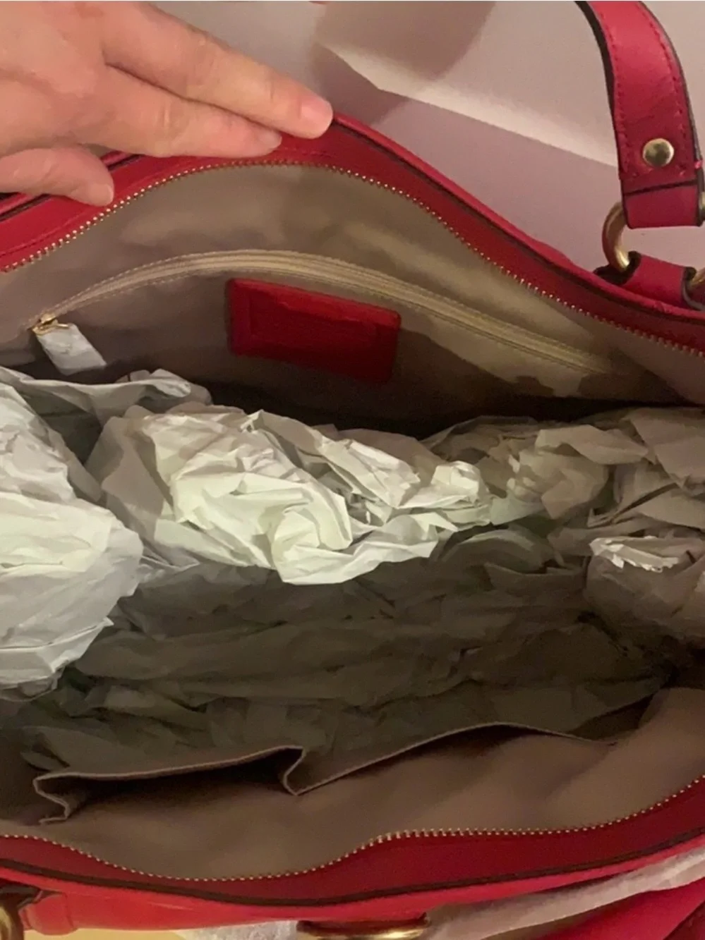 Coach Red Leather Satchel with Matching Wallet
